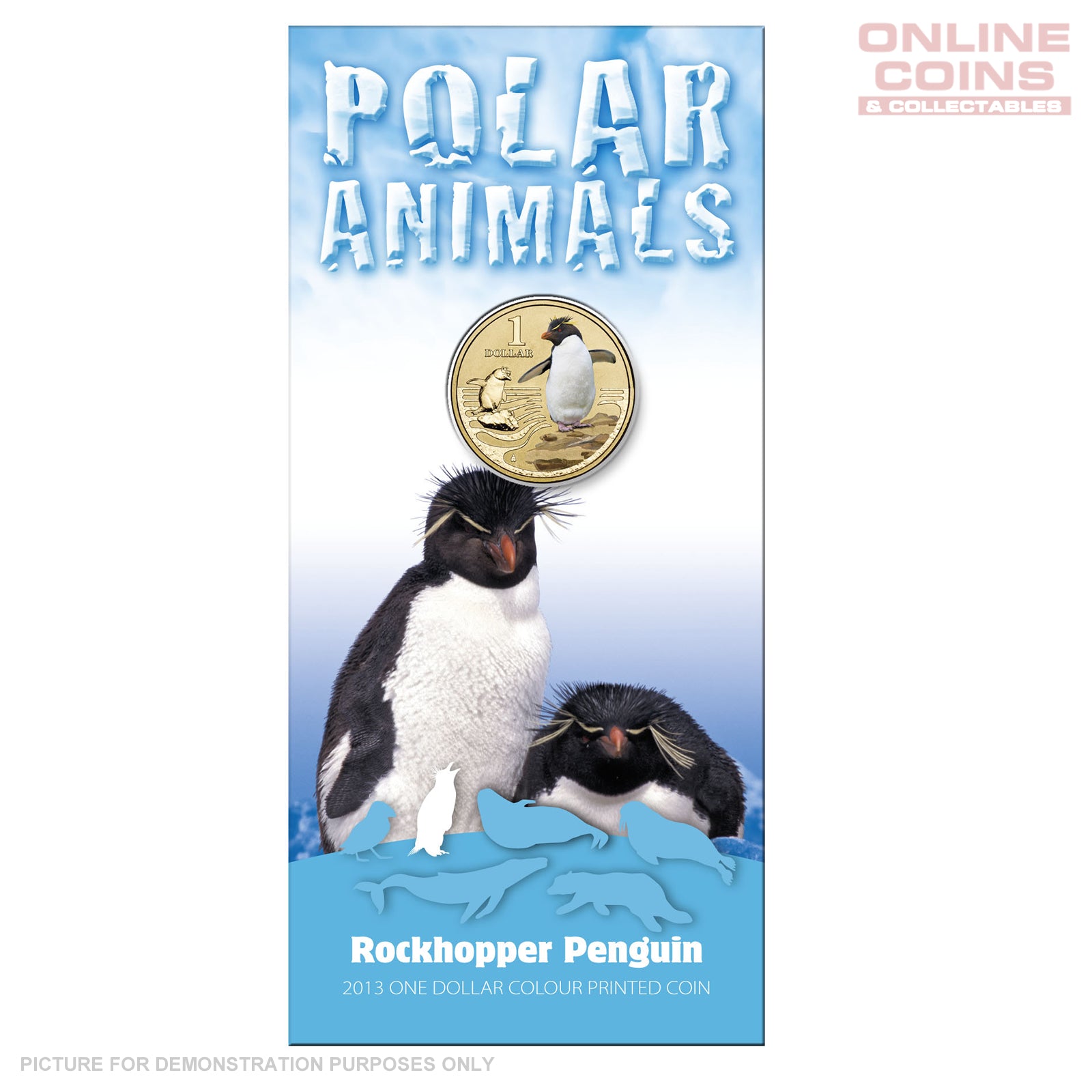 2013 $1 AlBr Uncirculated Carded Coin - Polar Animals Series - Rockhopper Penguin